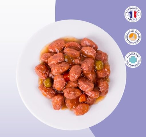 Sachet fraîcheur 100g d'émincés au BOEUF et aux Légumes en sauce (chien adulte) – Image 2
