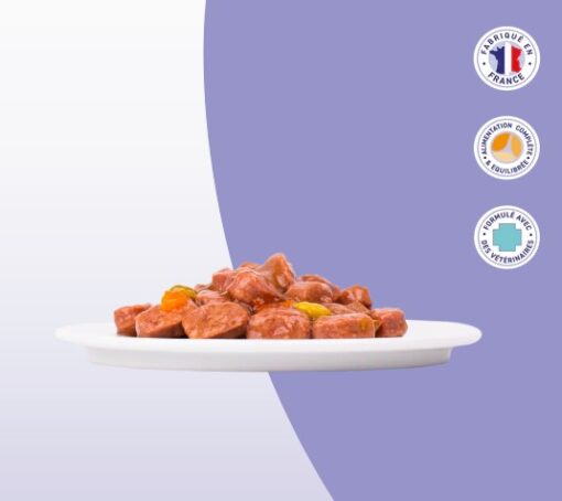 Sachet fraîcheur 100g d'émincés au BOEUF et aux Légumes en sauce (chien adulte) – Image 3