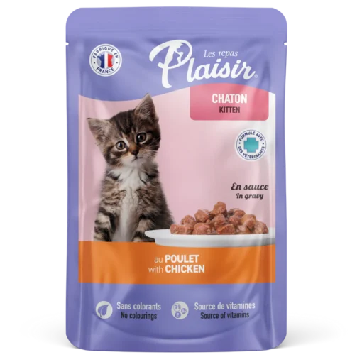 Sachets fraîcheur pour Chaton 100g d'émincés au POULET en sauce