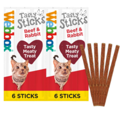 WEBBOX Cats Tasty Sticks pour chaton et chat avec plusieurs saveurs (Boeuf/Lapin | Dinde/Agneau | Poulet/Foie | Saumon/Truite | Canard)