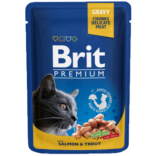 Brit Premium Pochon Saumon et Truite pour chat adult 100g