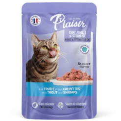 Sachets fraîcheur 100g d'émincés au Truite et Crevette en sauce (convient pour chat stérilisé)