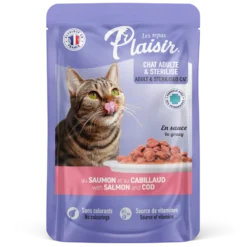 Sachets fraîcheur 100g d'émincés au Saumon et Cabillaud en sauce (convient pour chat stérilisé)