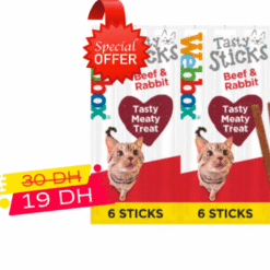 01 WEBBOX Cats Tasty 6 Sticks pour chaton et chat avec plusieurs saveurs (Boeuf/Lapin | Dinde/Agneau | Poulet/Foie | Saumon/Truite | Canard)