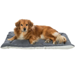 Tapis de couchage Farello Peluche/tissu tissé 110× 75 cm blanc-gris/gris