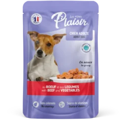 Sachet fraîcheur 100g d'émincés au BOEUF et aux Légumes en sauce (chien adulte)