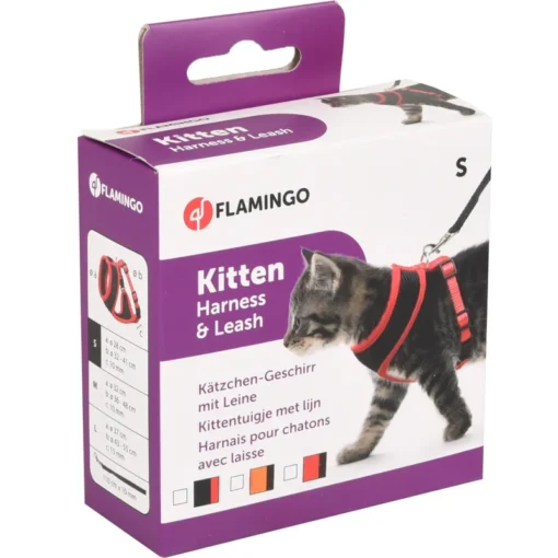 Flamingo Harnais avec laisse Chaton Harms Rouge & Noir