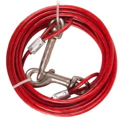 Flamingo Cable de Niche Acier Plastifier Rouge 3M - 4MM - (chien jusqu'à 15kg)
