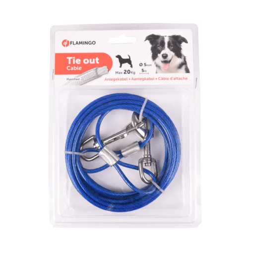 Flamingo Cable de Niche Acier Plastifier Bleu 5M - 5MM - (chien jusqu'à 20kg) – Image 2