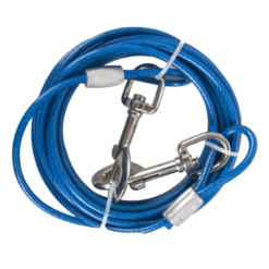 Flamingo Cable de Niche Acier Plastifier Bleu 3M - 5MM - (chien jusqu'à 20kg)