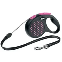 Laisse Retractable FLEXI Rose Design 12kg - 5m