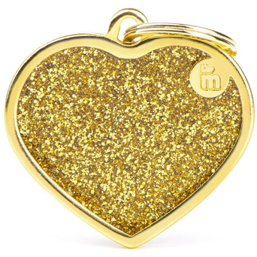 Médaille Shine Cœur Grand Glitter Dorée