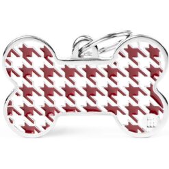 Médaille Style Pied de Poule Os XL Rouge