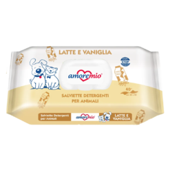 Lingettes Amoremio humides pour chiens et chats (40 PCS) Lait et Vanille
