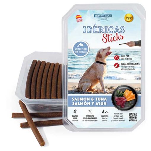 Sticks IBERICAS Pour Chiens SAUMON Et THON 350gr- Mediterrane