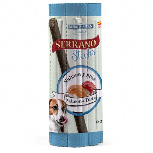 Sticks Serrano Pour Chiens Saumon et Thon (8pcsx12g)- Mediterrane – Image 3