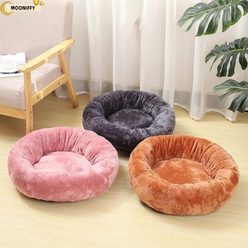 Lit Rond en Doudou Velours Ultra Doux pour Chat et Petit Chien - Diamètre 50 cm