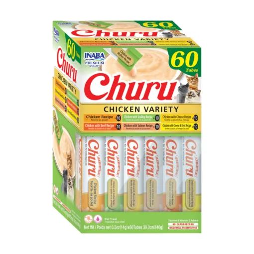 CHURU 60 friandises en purée Poulet avec plusieurs saveurs