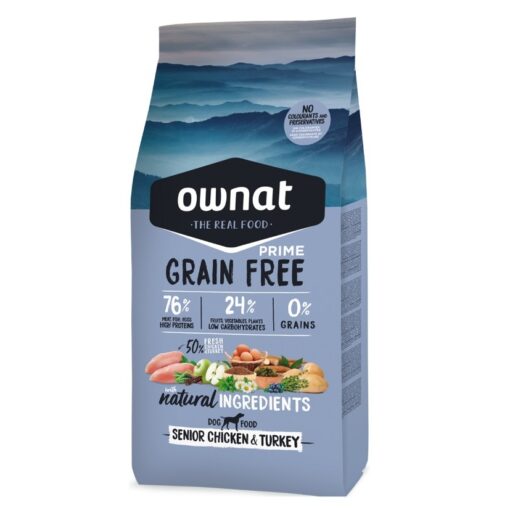 Ownat Grain Free Prime Senior +7 Poulet et Dinde 12Kg