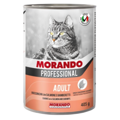 Morando Morceaux de Saumon et Crevettes avec Sauce Pour Chats 405g