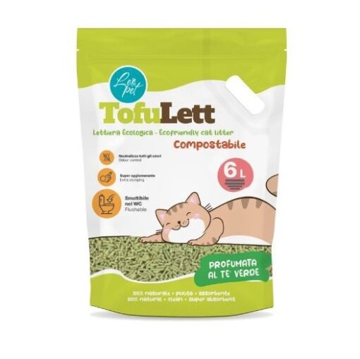 Litière au Tofu Au Thé Vert 6L - Tofulett