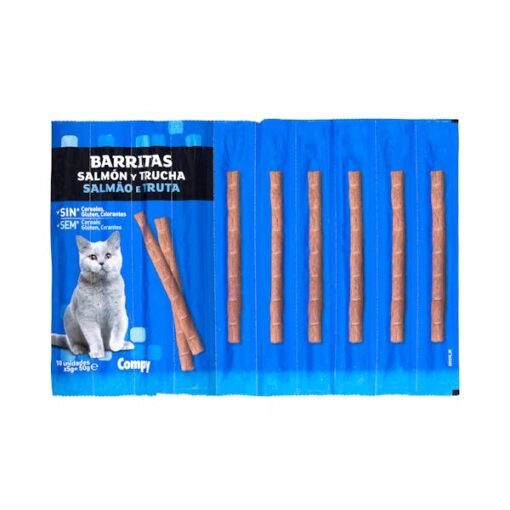 Barres de Collation Pour Chats (Saumon au Truite | Compy au Poulet et Foie) Barritas 10 pièces – Image 2