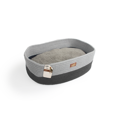 Lit Ovale Pour Chat et Petit Chien ( Gris | Tan )