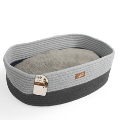 Lit Ovale Pour Chat et Petit Chien ( Gris | Tan )