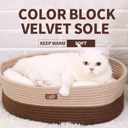 Lit Ovale Pour Chat et Petit Chien ( Gris | Tan ) – Image 6