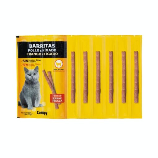 Barres de Collation Pour Chats (Saumon au Truite | Compy au Poulet et Foie) Barritas 10 pièces