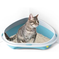 Bac à litière d'angle pour Chat Rose | Gris | Bleu Ciel | Vert
