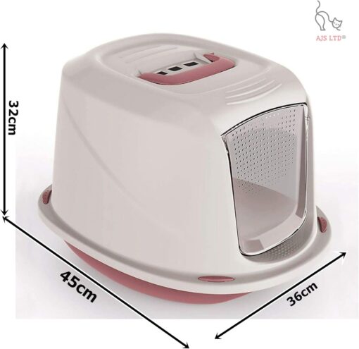 Bac à litière Fermé pour Chat Georplast Galaxy Deluxe (Bleu Ciel | Rose | Gris) – Image 3