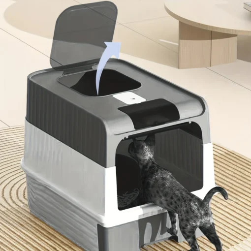 Bac à litière Fermé pour Chat avec Sortie vers le haut (Rose | Vert) – Image 5