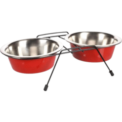 Gamelle pour la nourriture et l'eau Duo Rouge & Argent & Noir ( XS | S | M )