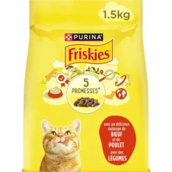 FRISKIES Croquettes Chat Adulte Boeuf et Poulet avec Légumes 1,7Kg