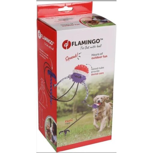 Flamingo Balle avec une corde élastique et piquet pour fixer sol pour Chien