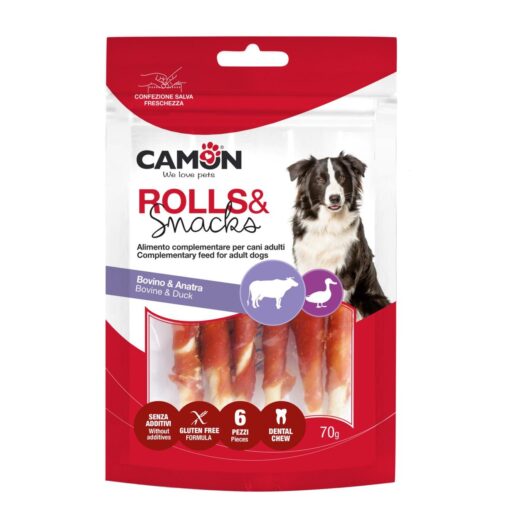 Camon Rouleaux de peau de vache avec du canard 70g