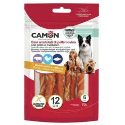 Camon Rolls avec peau de poulet, bœuf et morue 70g