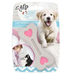 Jouet AFP Os de dentition en Latex Forme de Coeur Rose