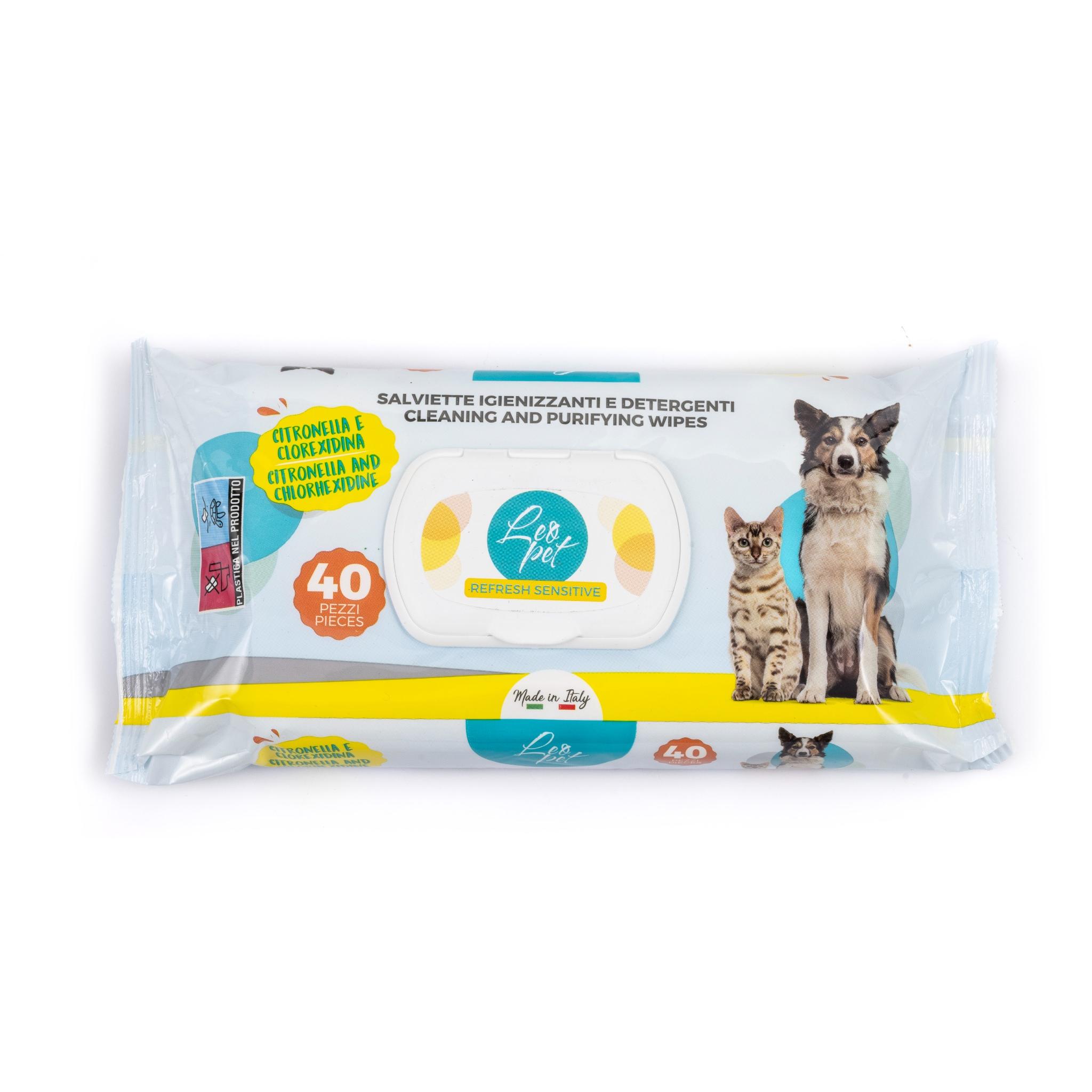 Lingettes LeoPet Hygiéniques et Nettoyantes pour chiens et chats (40 PCS) Citronelle
