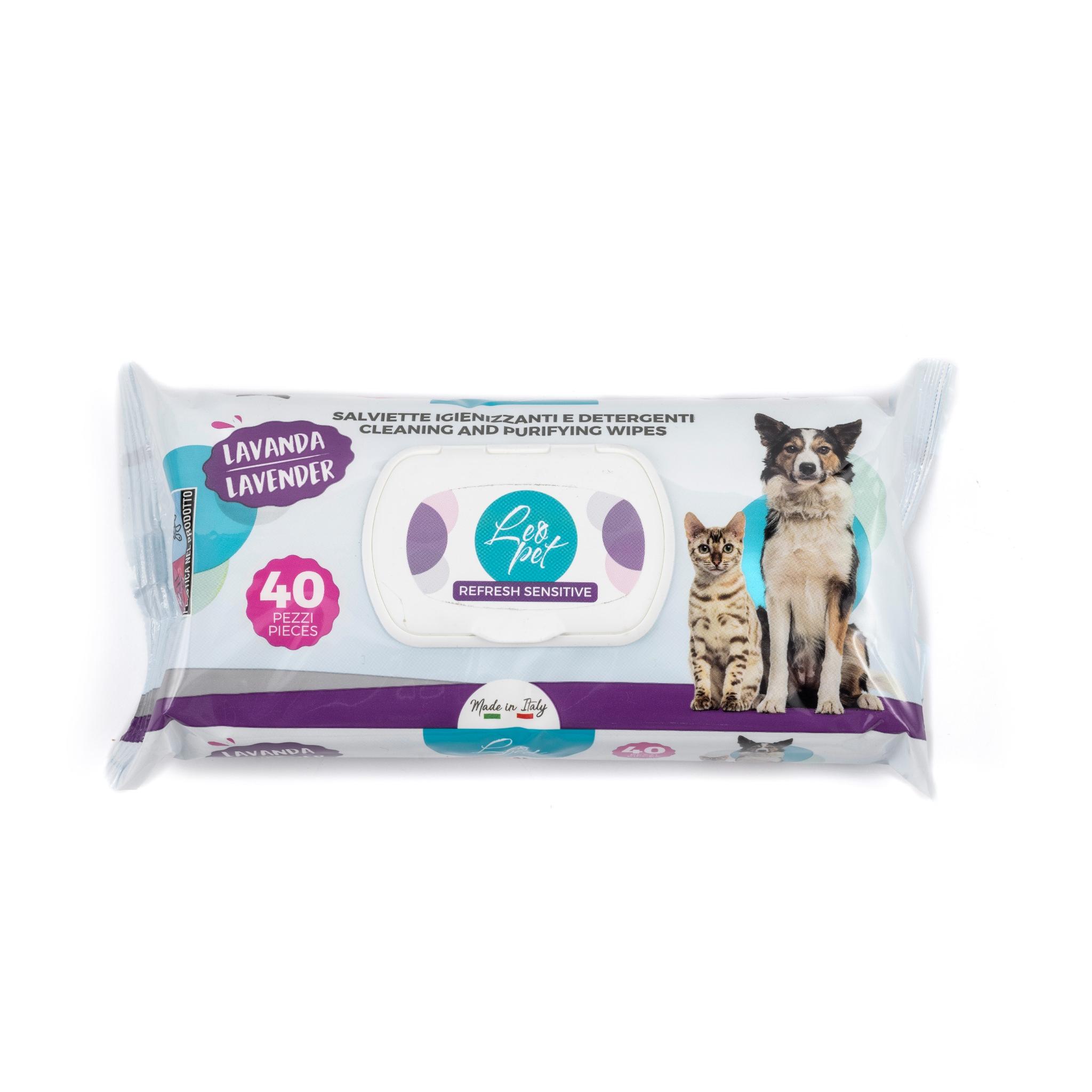 Lingettes LeoPet Hygiéniques et Nettoyantes pour chiens et chats (40 PCS) Lavande