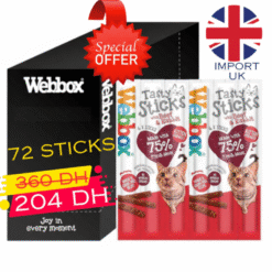 02 WEBBOX Cats Tasty 72 Sticks pour chaton et chat avec plusieurs saveurs (Boeuf/Lapin | Dinde/Agneau | Poulet/Foie | Saumon/Truite | Canard)
