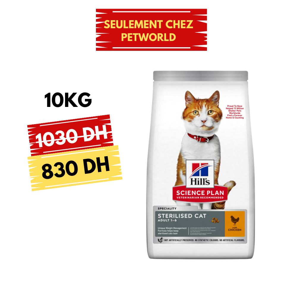 Hill’s Science Plan Croquettes Pour Chat Stérilisé Au Poulet (1.5kg | 10kg) Promo