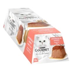 Purina Gourmet Révélations Mousselines au Saumon nappée de Sauce pour Chat (4 x 57g)