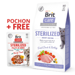 Brit Care Cat Grain-Free STERILIZED AND WEIGHT CONTROL 2kg  (controle de poid) +Pochon Gratuit