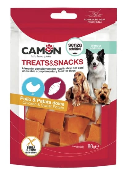 Camon Cubes Poulet et Patate Douce pour Chien 80g