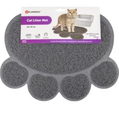 Tapis De Bac à litière Chat Forme de Pattes Flamingo 30×40 cm