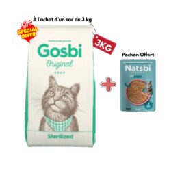 Gosbi Croquettes Original Chat Stérilisé ( 3kg ) +1 Sachet Natsbi Offert