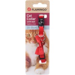 Flamingo Collier Chat avec Noeud Castor Rouge