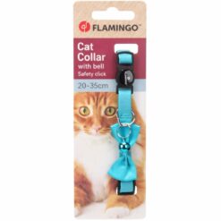 Flamingo Collier Chat avec Noeud Castor Turquoise